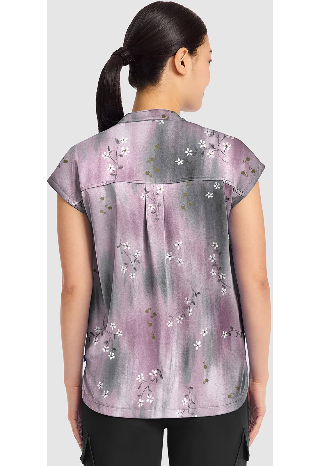 Blurrred Ditsy Healing Hands Journey Print Scrub V Neck Top HH912 BRDS - Scrubs Select