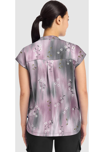 Blurrred Ditsy Healing Hands Journey Print Scrub V Neck Top HH912 BRDS - Scrubs Select