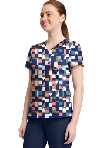 Board Game Med Couture Print V Neck Scrub Top MC632 BDGA - Scrubs Select