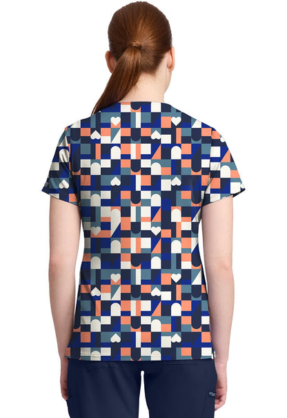 Board Game Med Couture Print V Neck Scrub Top MC632 BDGA - Scrubs Select