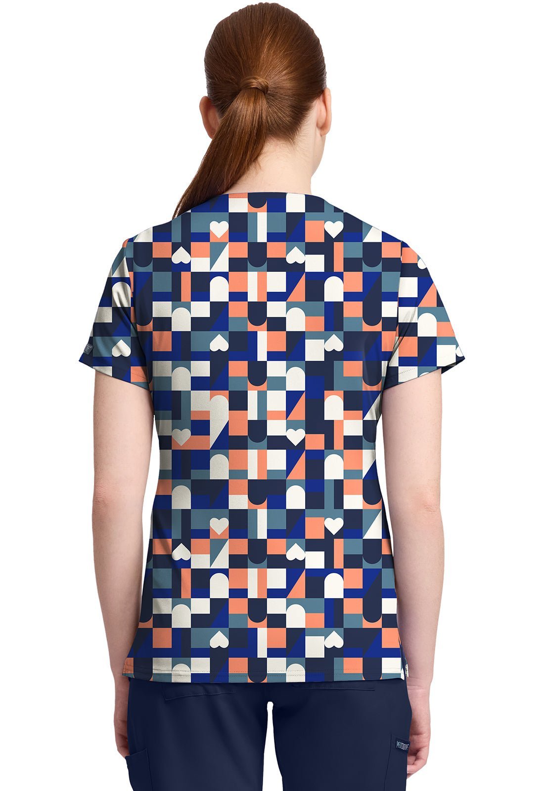 Board Game Med Couture Print V Neck Scrub Top MC632 BDGA - Scrubs Select