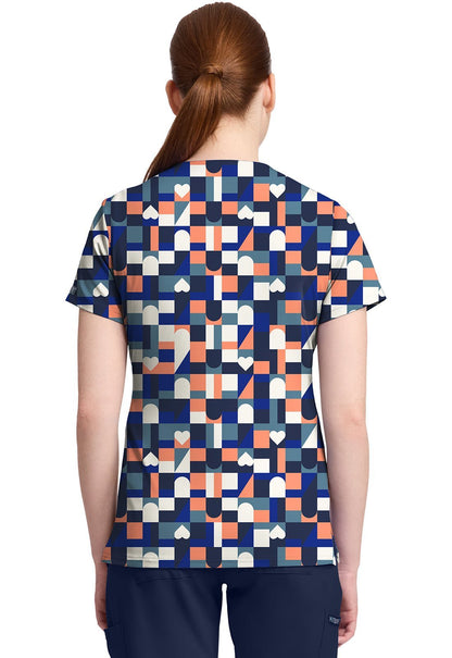 Board Game Med Couture Print V Neck Scrub Top MC632 BDGA - Scrubs Select