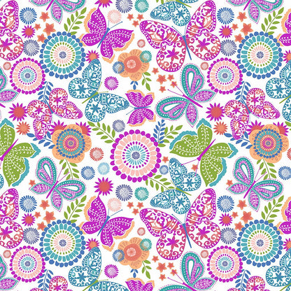 Boho Butterflies Med Couture Print V Neck Scrub Top MC8564 BHBF - Scrubs Select