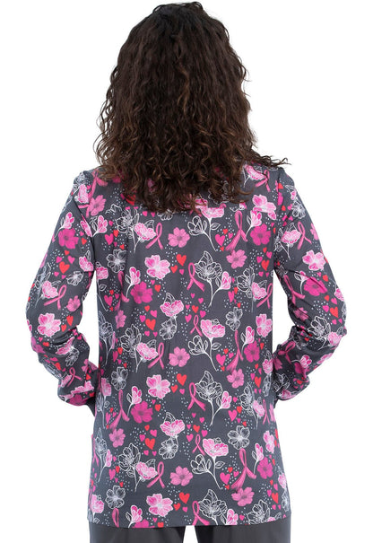 Breast Cancer Awareness Cherokee Print Warm Up Scrub Jacket CK301 LOFA - Scrubs Select