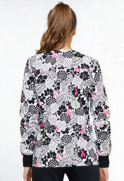 Breast Cancer Awareness Cherokee Print Warm Up Scrub Jacket CK301 PYLV - Scrubs Select