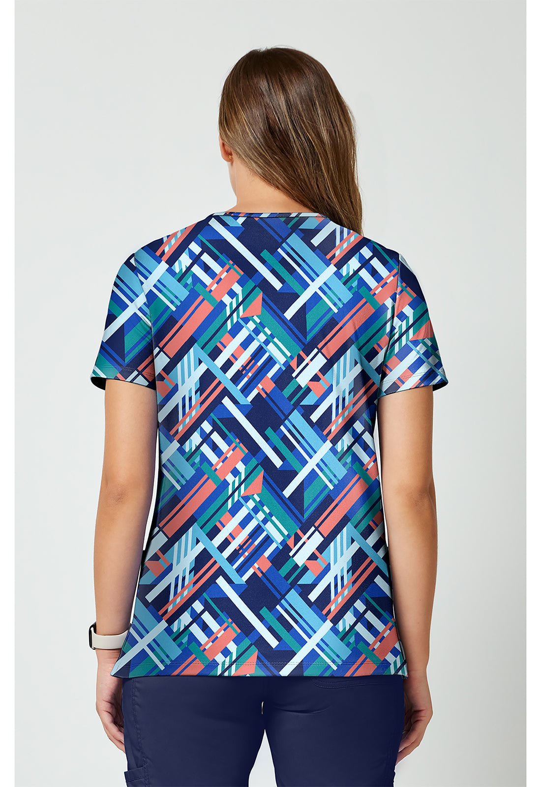 Bright Geo Cherokee Achieve Scrubs V Neck Top CK00010 BRGO - Scrubs Select