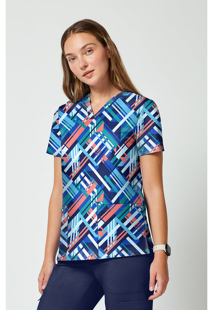Bright Geo Cherokee Achieve Scrubs V Neck Top CK00010 BRGO - Scrubs Select