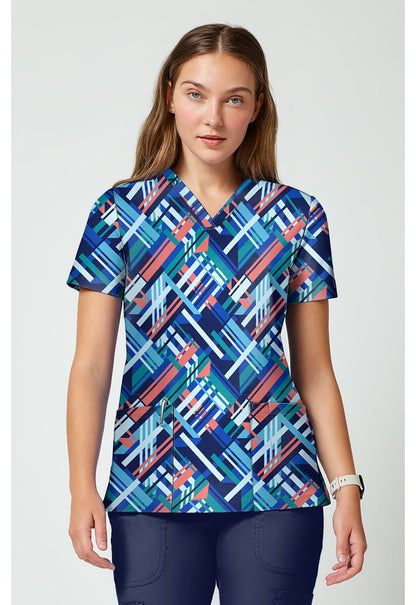 Bright Geo Cherokee Achieve Scrubs V Neck Top CK00010 BRGO - Scrubs Select