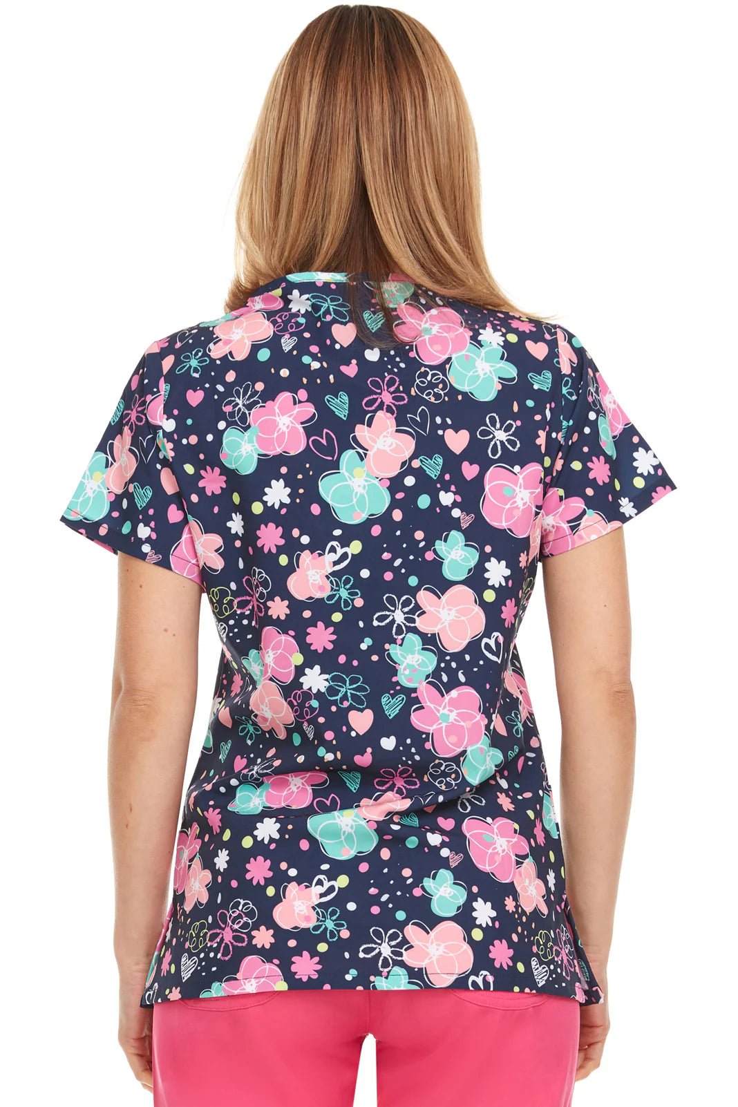 Bubble Hearts Medichic Print V Neck Scrub Top MC4512 - 59 - Scrubs Select