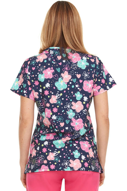Bubble Hearts Medichic Print V Neck Scrub Top MC4512 - 59 - Scrubs Select