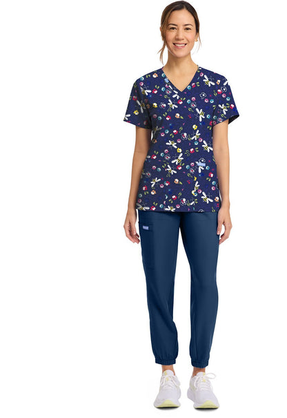 Bumble Bee Bloom Cherokee Print V Neck Scrub Top CK856 BMBE - Scrubs Select