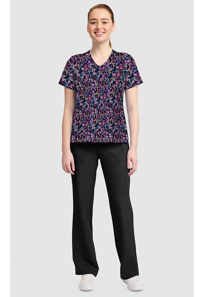 Butterfly Confetti Cherokee Print V Neck Scrub Top CK857 BTCN - Scrubs Select