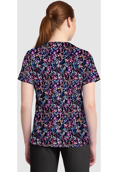 Butterfly Confetti Cherokee Print V Neck Scrub Top CK857 BTCN - Scrubs Select