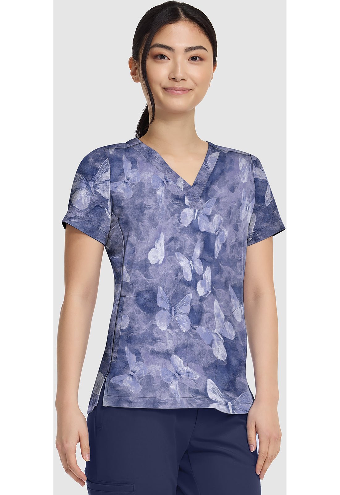 Butterfly Spirit Healing Hands Quest Scrubs Briana Print V Neck Top HH906 BSRT - Scrubs Select