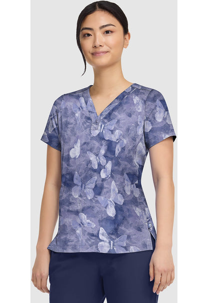 Butterfly Spirit Healing Hands Quest Scrubs Briana Print V Neck Top HH906 BSRT - Scrubs Select