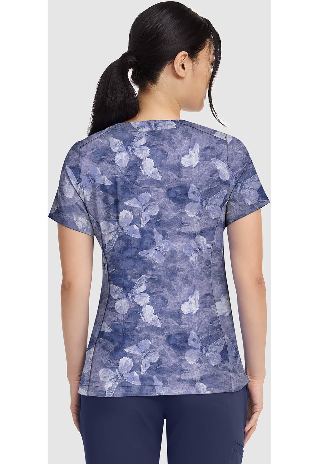 Butterfly Spirit Healing Hands Quest Scrubs Briana Print V Neck Top HH906 BSRT - Scrubs Select