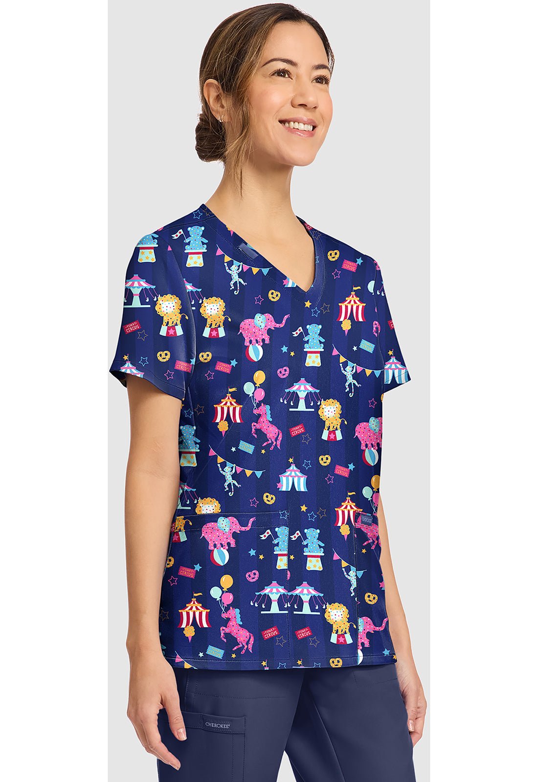 Carnival Party Cherokee Print V-Neck Scrub Top CK856 CNPY - Scrubs Select