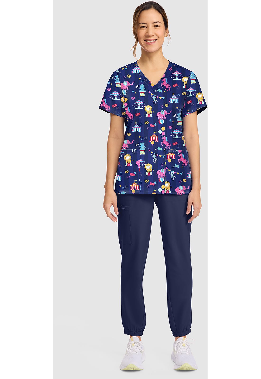 Carnival Party Cherokee Print V-Neck Scrub Top CK856 CNPY - Scrubs Select