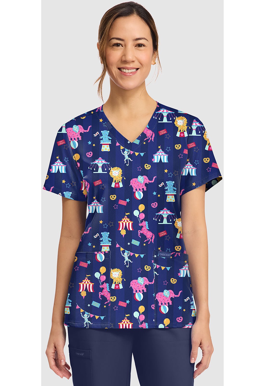 Carnival Party Cherokee Print V-Neck Scrub Top CK856 CNPY - Scrubs Select