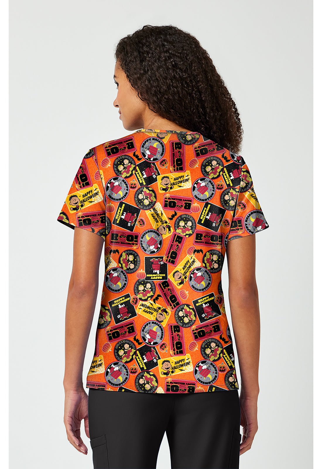 Charlie Brown Tooniforms Licensed Peanuts Halloween V Neck Scrub Top TF797 PNXP - Scrubs Select