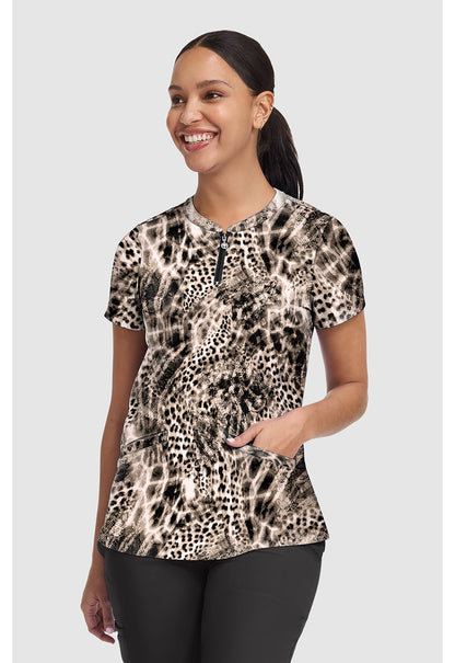 Cheetah Breeze Healing Hands Scrubs Ivy Print V Neck Top HH907 CHTB - Scrubs Select