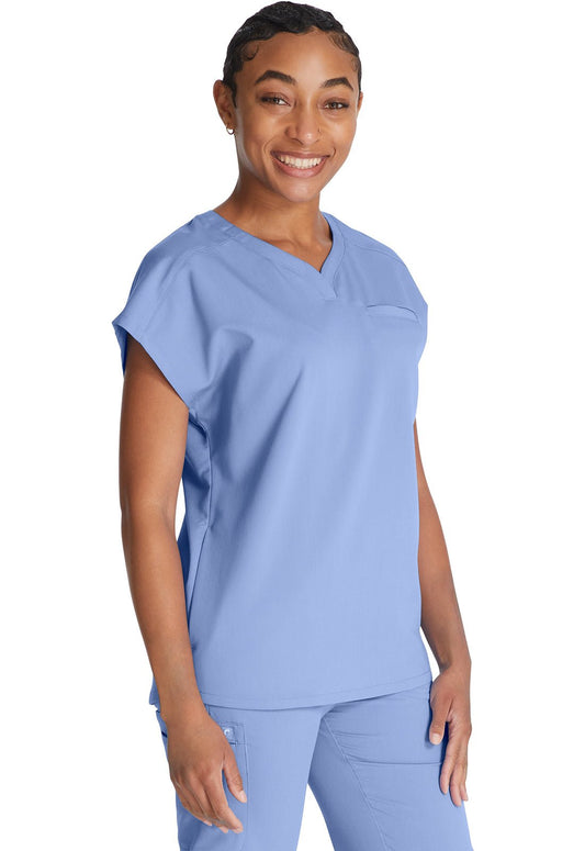 Cherokee Atmos Scrub V Neck Top CK836A in Blissful Sky, Cucumber, Sugar Melon - Scrubs Select