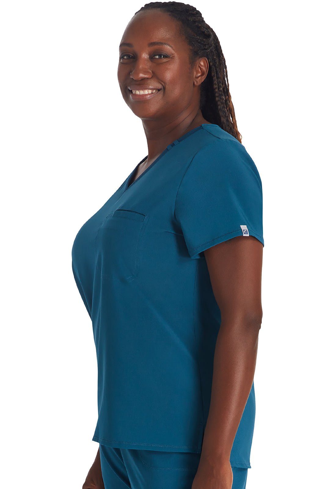 Cherokee BY Cherokee Scrub Tuckable V Neck Top CK748A in Caribbean, Mint, Violet, Wine - Scrubs Select