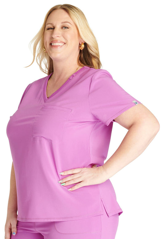 Cherokee BY Cherokee Scrub Tuckable V Neck Top CK748A in Caribbean, Mint, Violet, Wine - Scrubs Select