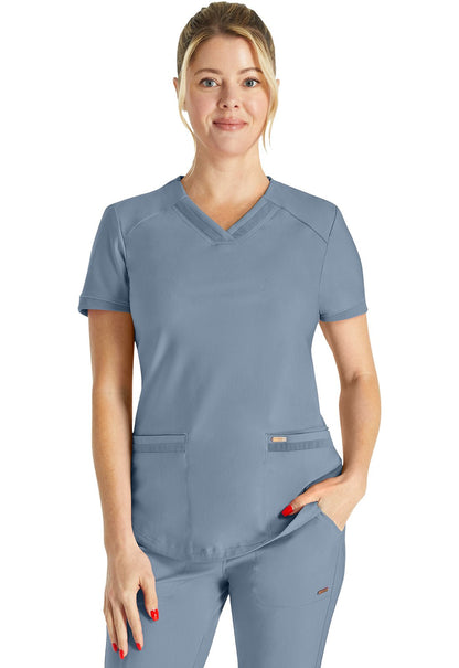 Cherokee Form Scrub V Neck Top CK840 in Iron, Masala, Ocean Ash, Olive Branch - Scrubs Select