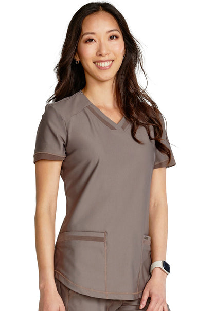 Cherokee Form Scrub V Neck Top CK840 in Iron, Masala, Ocean Ash, Olive Branch - Scrubs Select