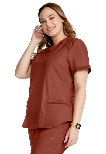 Cherokee Form Scrub V Neck Top CK840 in Iron, Masala, Ocean Ash, Olive Branch - Scrubs Select