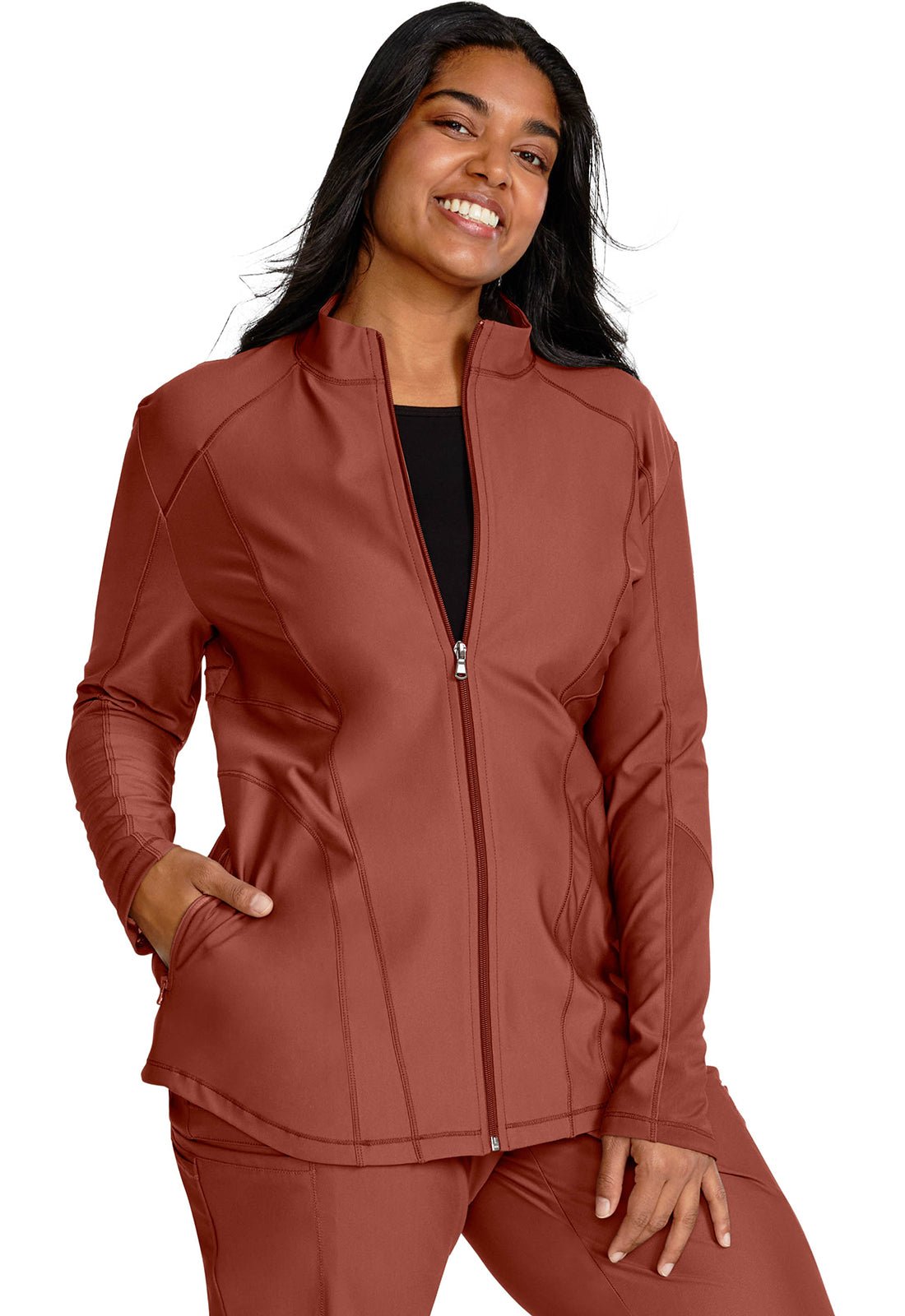 Cherokee Form Scrubs Zip Front Jacket CK390 in Black, Iron, Lavender, Navy, Pewter - Scrubs Select