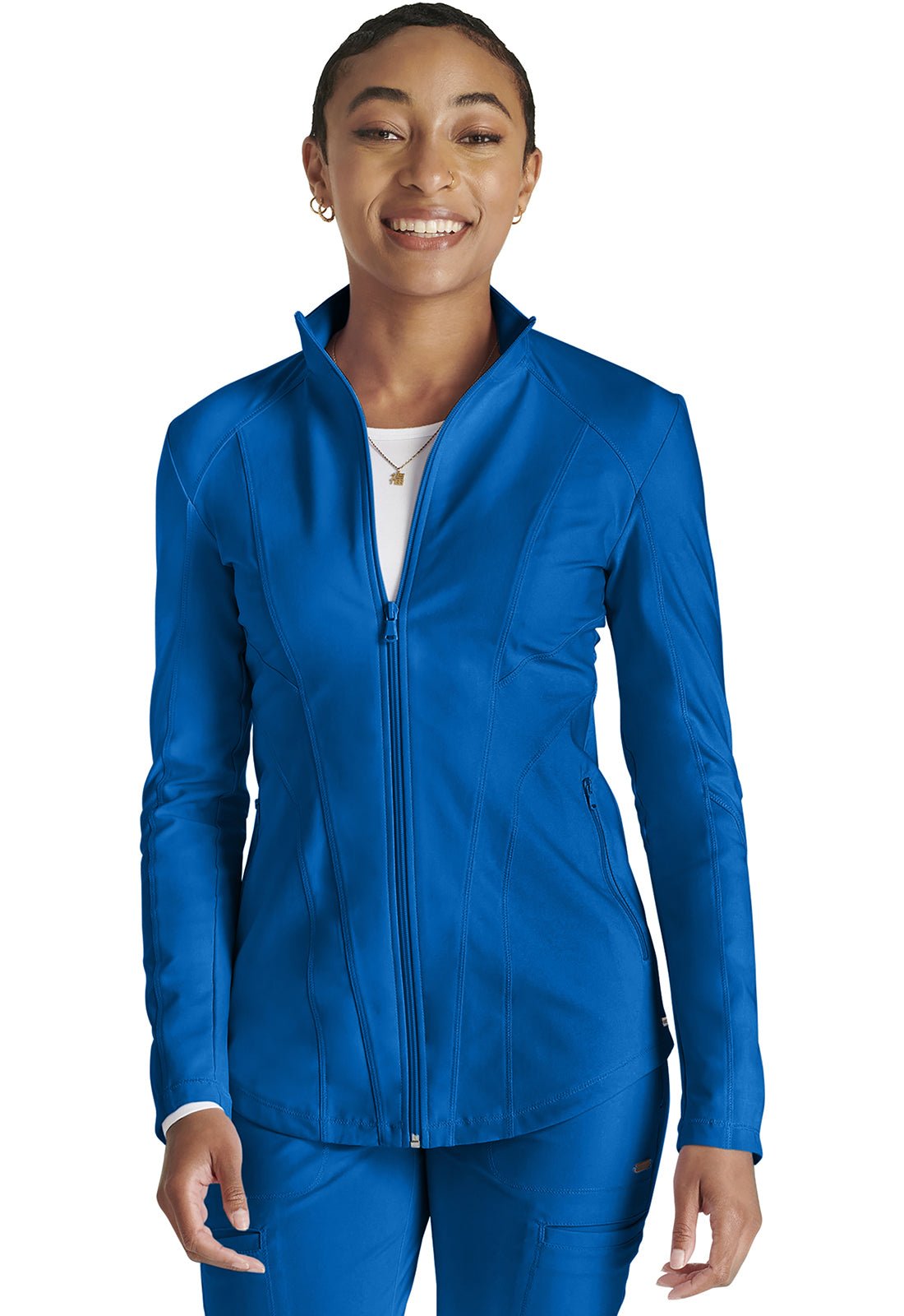 Cherokee Form Scrubs Zip Front Jacket CK390 in Black, Iron, Lavender, Navy, Pewter - Scrubs Select