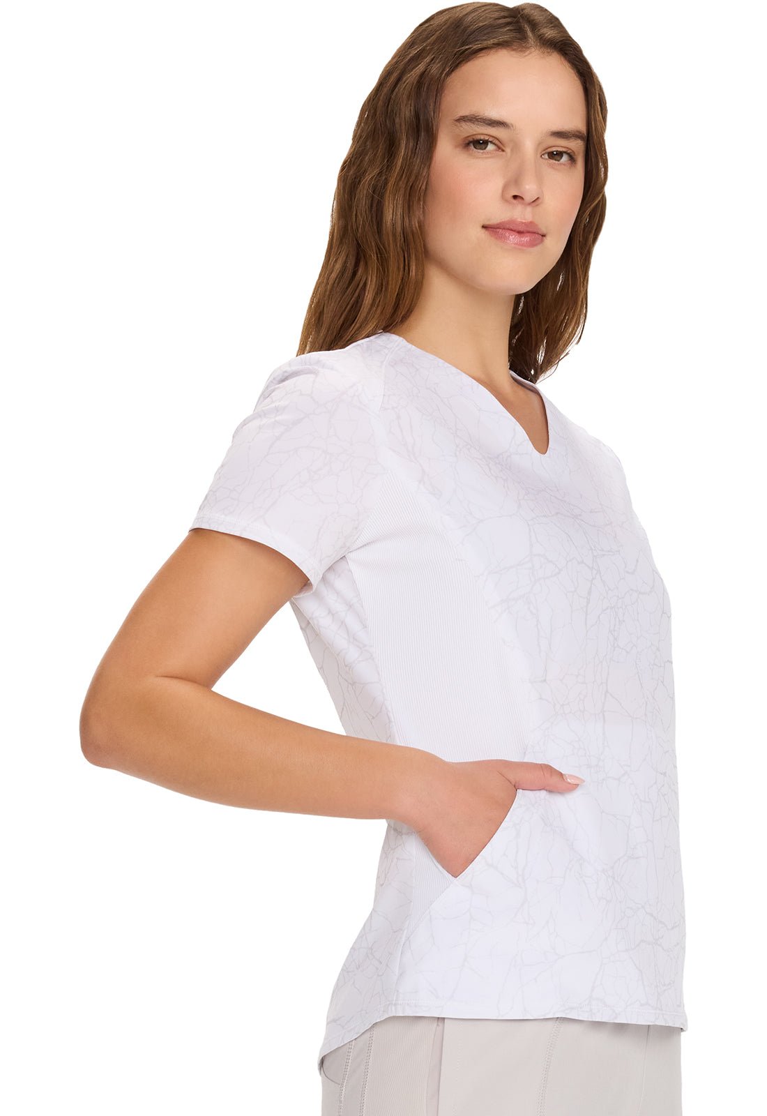 Cherokee Infinity GNR8 Scrubs Crackle V Neck Top IN625 CKWT - Scrubs Select