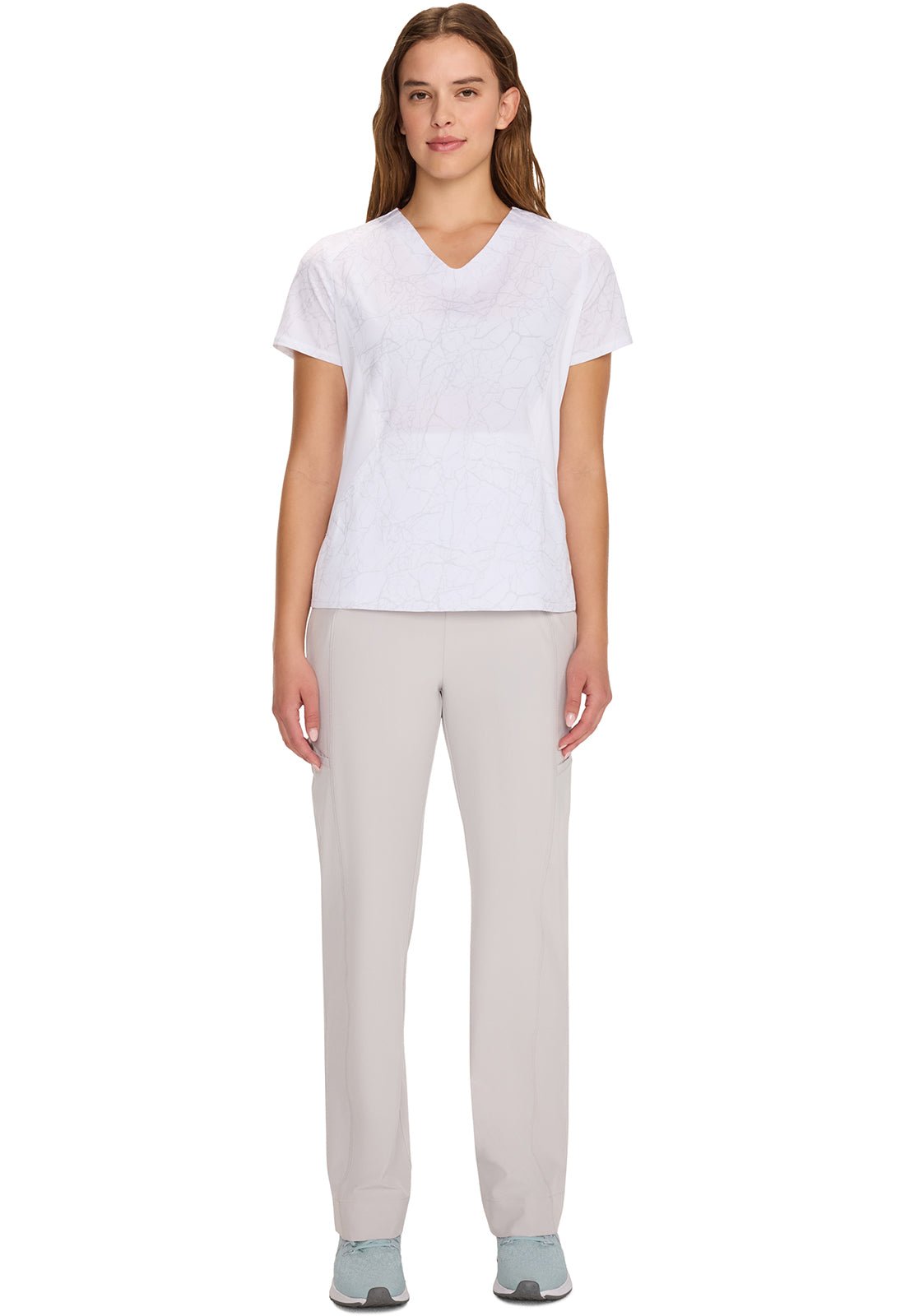 Cherokee Infinity GNR8 Scrubs Crackle V Neck Top IN625 CKWT - Scrubs Select