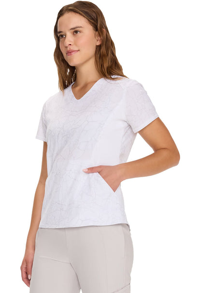 Cherokee Infinity GNR8 Scrubs Crackle V Neck Top IN625 CKWT - Scrubs Select