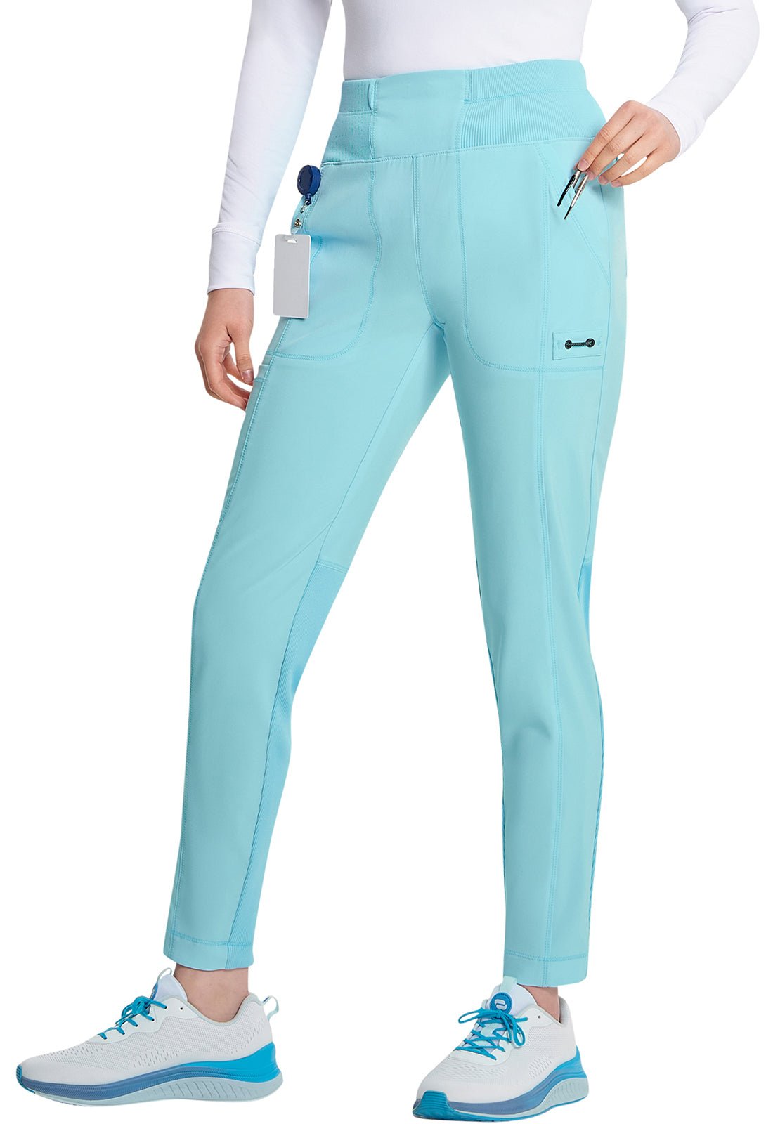 Cherokee Infinity Skinny Leg Scrub Pant CK067A in Cloud , Caribbean, Palm, Wine - Scrubs Select