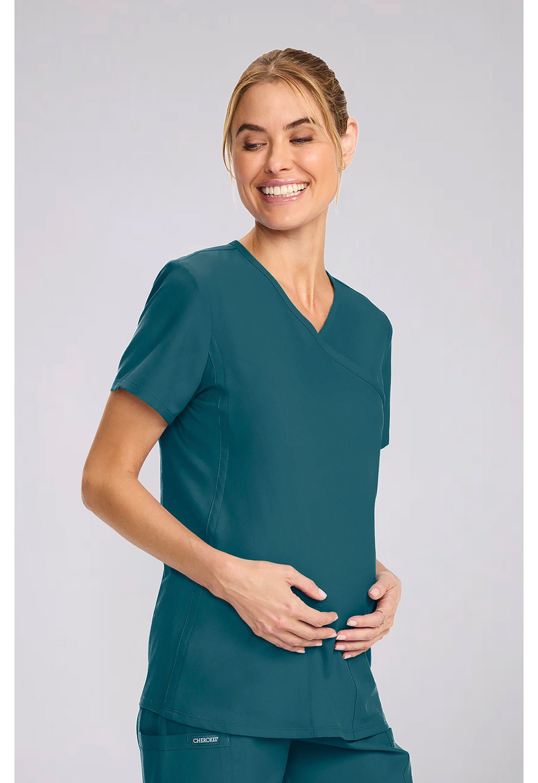 Cherokee WW Originals Ultra Scrubs Maternity Mock Wrap Top CK701A - Scrubs Select