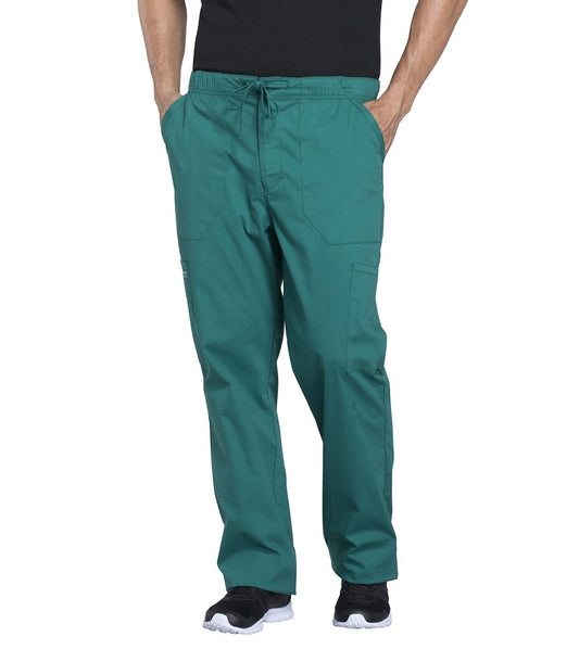 Cherokee WW Professionals Men's Drawstring Cargo Scrub Pant WW190 Caribbean, Ciel, Grey, Hunter - Scrubs Select