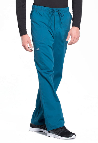 Cherokee WW Professionals Men's Drawstring Cargo Scrub Pant WW190 Caribbean, Ciel, Grey, Hunter - Scrubs Select