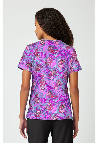 Cheshire Cat Tooniforms Licensed Disney Alice in Wonderland V Neck Scrub Top TF797 ALGG - Scrubs Select
