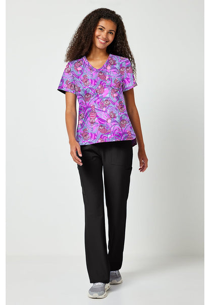 Cheshire Cat Tooniforms Licensed Disney Alice in Wonderland V Neck Scrub Top TF797 ALGG - Scrubs Select