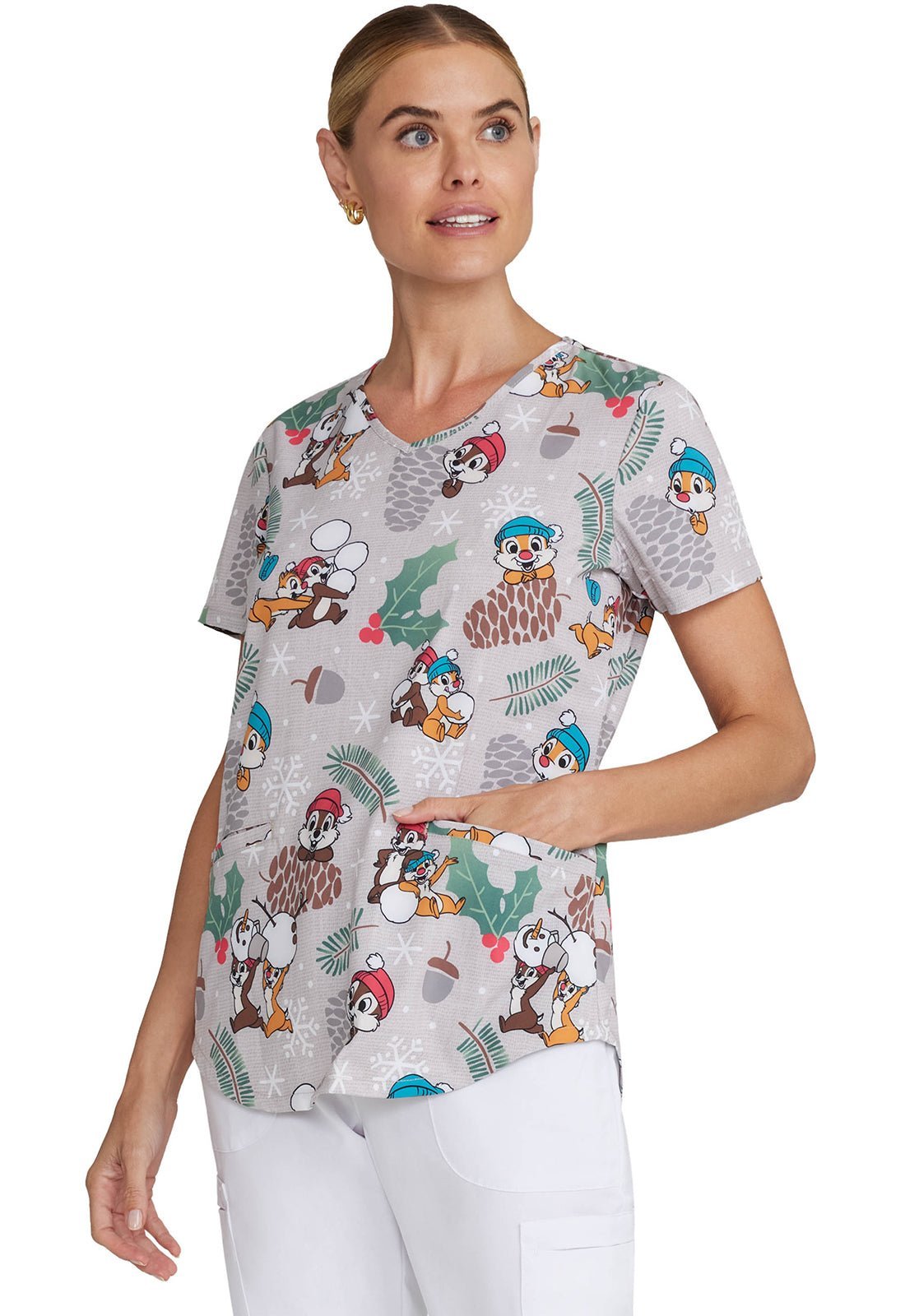 Chip N Dale Tooniforms Licensed Disney V Neck Scrub Top TF737 CDAW - Scrubs Select