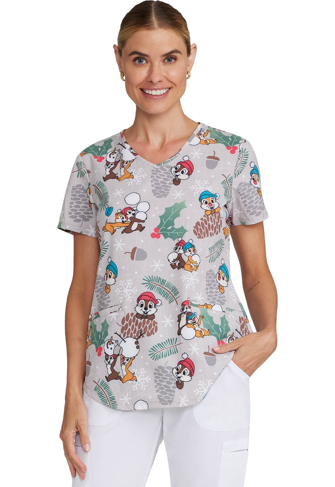 Chip N Dale Tooniforms Licensed Disney V Neck Scrub Top TF737 CDAW - Scrubs Select