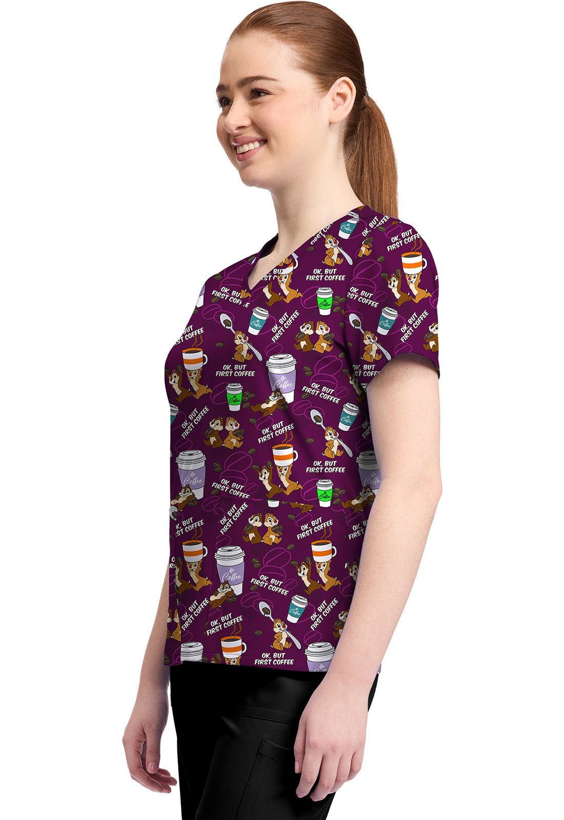 Chip N Dale Tooniforms Licensed Disney V Neck Scrub Top TF796 CDBC - Scrubs Select