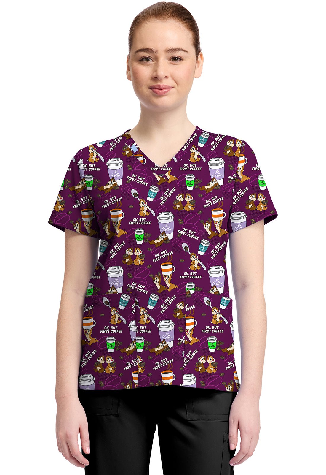 Chip N Dale Tooniforms Licensed Disney V Neck Scrub Top TF796 CDBC - Scrubs Select