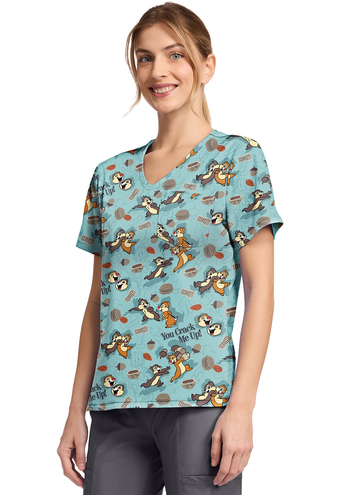 Chip N Dale Tooniforms Licensed Disney V Neck Scrub Top TF797 CDMP - Scrubs Select