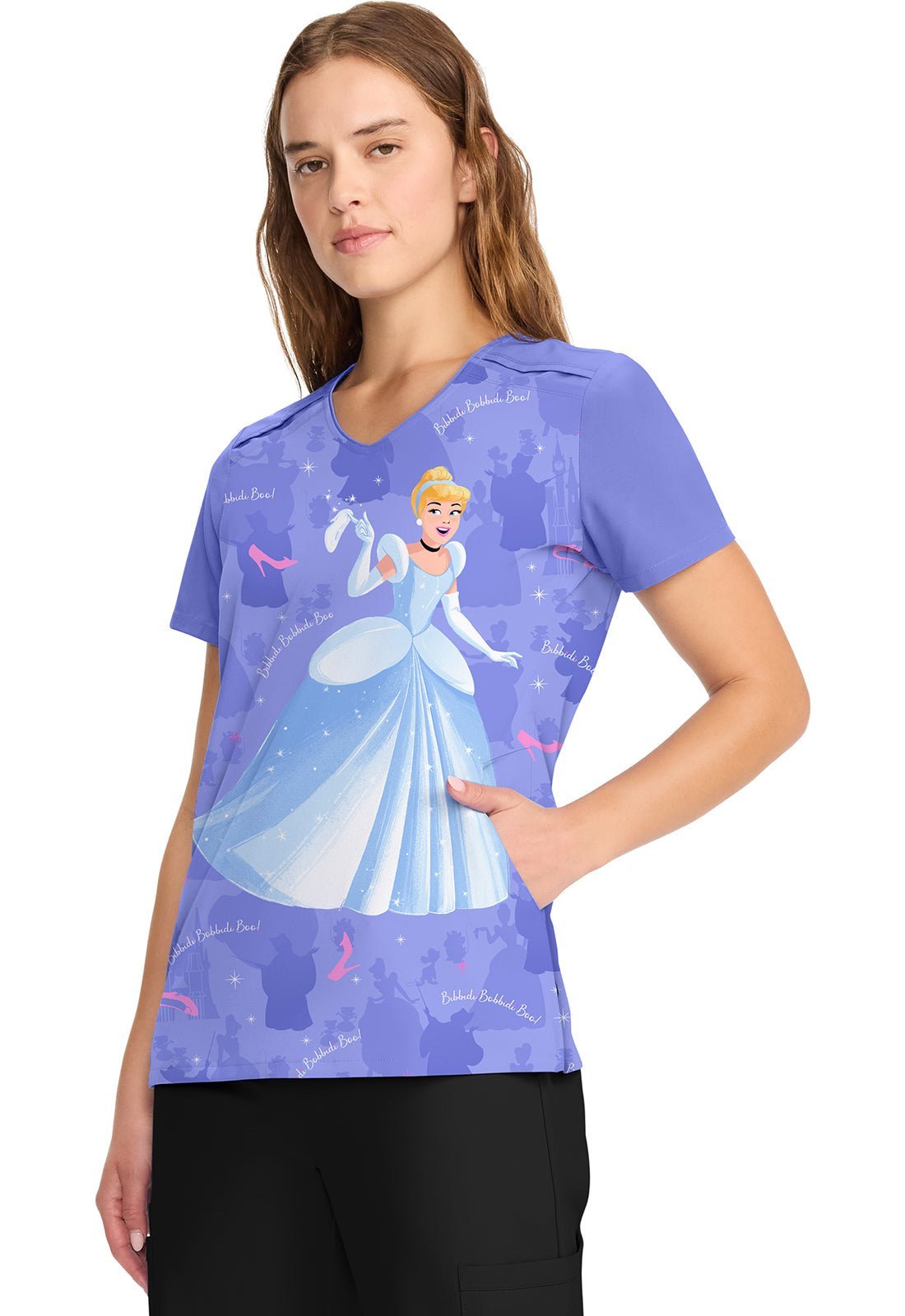 Cinderella Tooniforms Disney Licensed V Neck Scrub Top TF639 CIIY - Scrubs Select