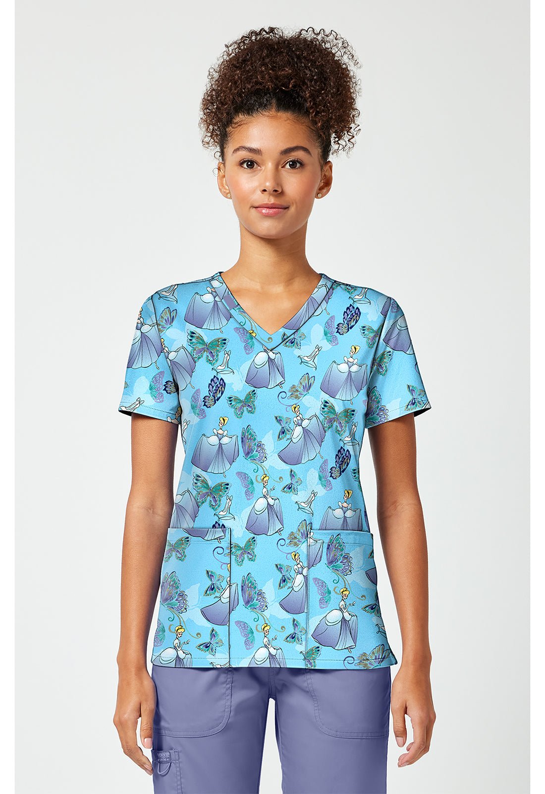 Cinderella Tooniforms Licensed Disney V Neck Scrub Top TF796 PRCF - Scrubs Select