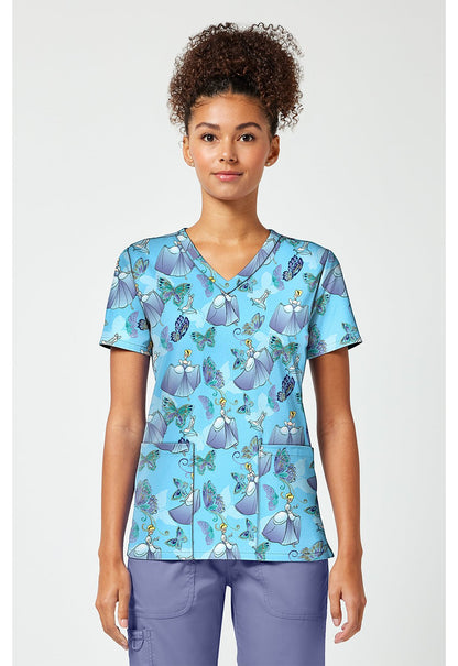 Cinderella Tooniforms Licensed Disney V Neck Scrub Top TF796 PRCF - Scrubs Select